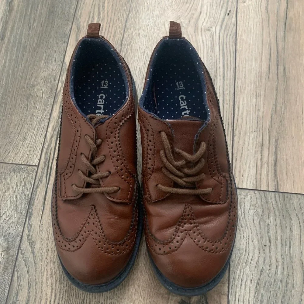 CARTER'S‎ BROWN VEGAN LEATHER LACE UP OXFORDS SIZE 13-NICE!